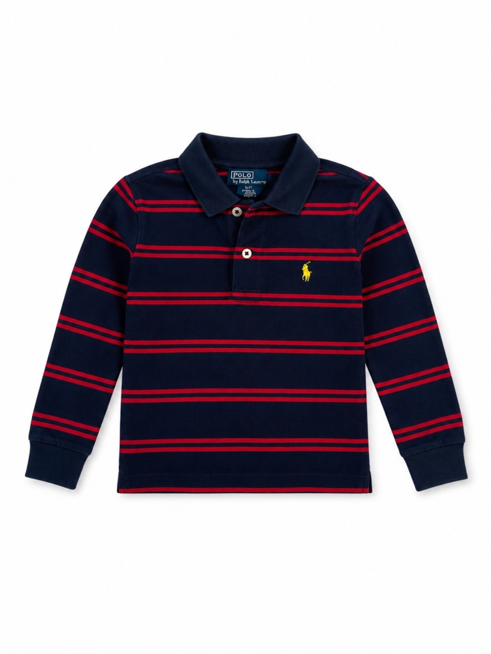 Polo by Ralph Lauren Navy with Red Stripes Long-Sleeve Polo